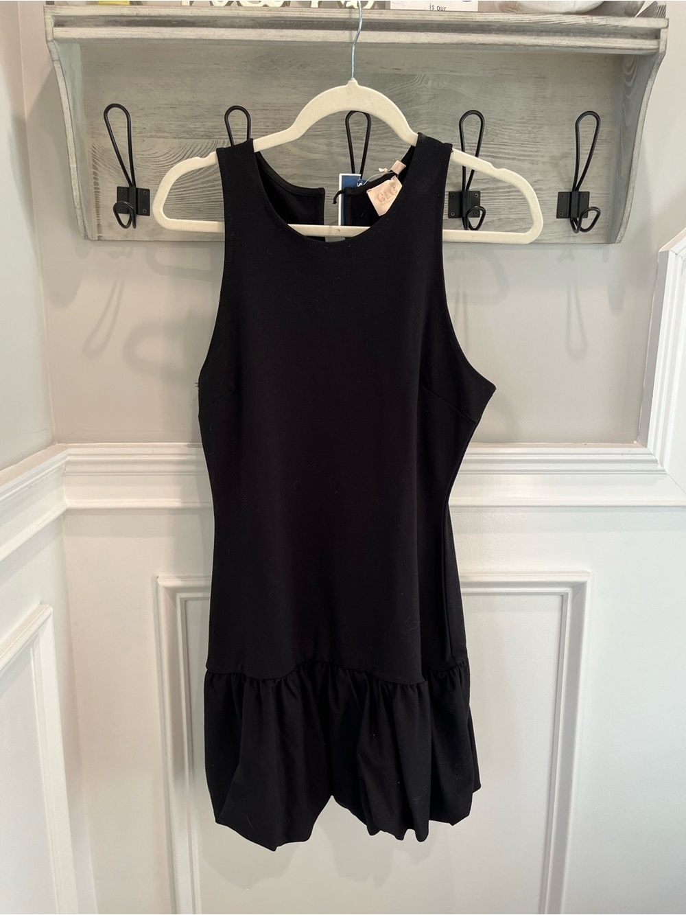 Girls Black Sleeveless Drop-Waist ruffle Dress